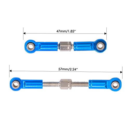 6PCS Adjustable Front Rear Aluminium Alloy Servo Link Steering Linkage Set Compatible with Wltoys 1/18 A959 A969 A979 K929 RC Hobby Model Car Upgraded Hop-Up Parts (Blue)