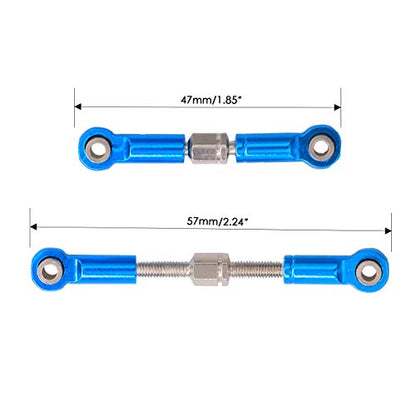 6PCS Adjustable Front Rear Aluminium Alloy Servo Link Steering Linkage Set Compatible with Wltoys 1/18 A959 A969 A979 K929 RC Hobby Model Car Upgraded Hop-Up Parts (Blue)