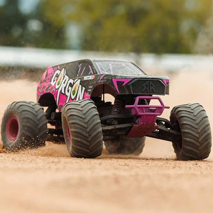 ARRMA RC Truck 1/10 Gorgon 2 Wheel Drive RTR Brushed Monster Truck Battery & Charger Included Purple ARA3230ST4 - color: Purple