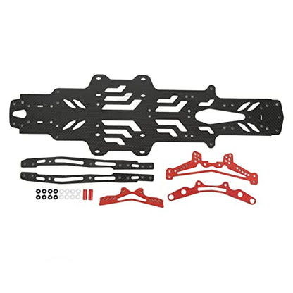 RC Drift Racing Chassis Plate, Carbon Fiber Aluminum Alloy RC Car Chassis Upgrade Parts, High Strength CNC Carbon Fiber for MST RMX2.0S RRX2.0S 1/10, Lightweight Two Layer Hollow D (Black) - color: Black