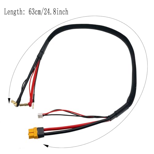 RC 2S XT60 Lipo Battery Charging/Balance Cable Leads with 4mm/5mm Bullet Connector(600MM)