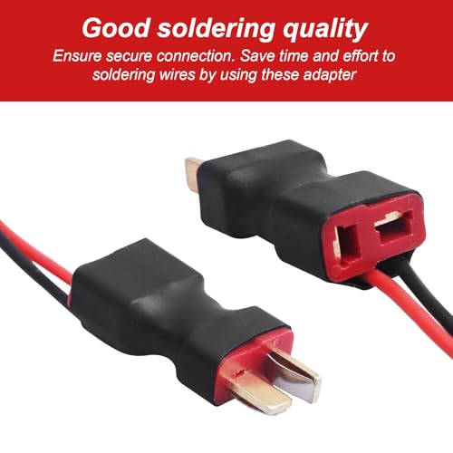 Hobbypark T Plugs to JST Connector Adapter 22AWG Wire RC Battery Connectors (2-Pack)