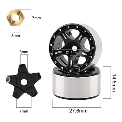 AIMROCK 1.0 Beadlock Wheels w/Brass 7mm Hex Wheel Hubs for Axial SCX24 FCX24 TRX4M 1/24 1/18 RC Crawler Upgrade Parts (Type 2) - style: Type 2