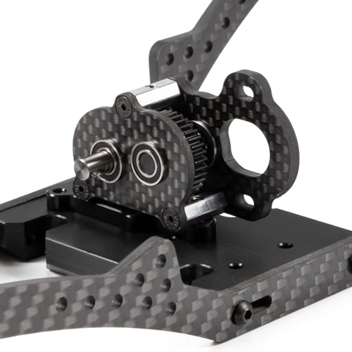Ultra-Light Portal Transmission Carbon Gearbox with Adapter Plate | 3:1 Gear Ratio, 36T 48P Spur Gear, Titanium Output Shafts, Fits 1/10 Comp Rigs LCG Chassis