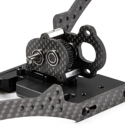 Ultra-Light Portal Transmission Carbon Gearbox with Adapter Plate | 3:1 Gear Ratio, 36T 48P Spur Gear, Titanium Output Shafts, Fits 1/10 Comp Rigs LCG Chassis