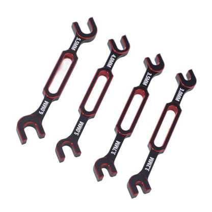 CHICIRIS 4PCS RC Wrench, Premium Aluminum Alloy Turnbuckle Nut Ball Joint Remover Tool with 3.0 3.2 .5 .7 4.0 5.0 6.0mm Sizes, for RC Cars Boats Drones DIY (Red) - color: Red