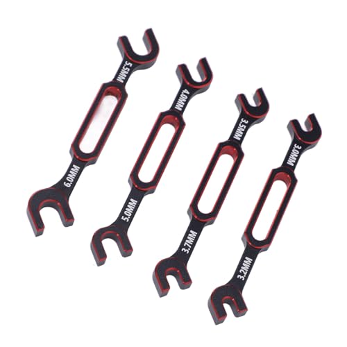 Tyenaza 4Pcs Metal Wrench for RC Car with 3/3.2/3.5/3.7/4/5/5.5/6mm Ball Heads Turnbuckle Ball End Joint Remover Tool (Red) - color: Red