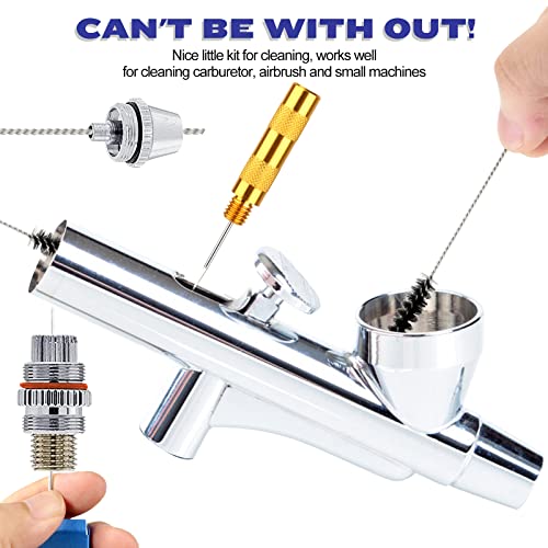 Valchoose Carburetor Cleaning Kit, Multi-Size Jet Clean Tools, 1 Set | 13 Wires,10 Needles,5 Brushes,1 Pick,1 Wrench, Efficiently Removes Carbon Deposits, Fits Motorcycle, ATV, Welder & Airbrush - style: 1 set with 1 needle