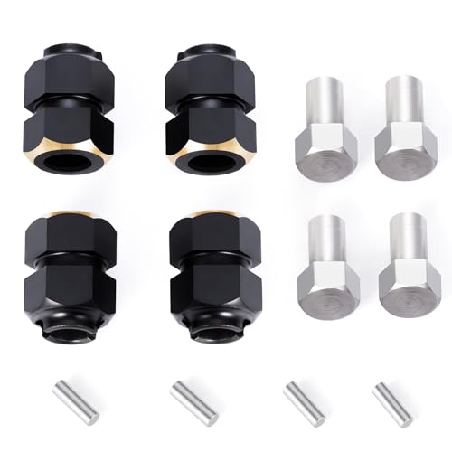 LSG Brass Wheel Hex Hub Extension Adapter Extenders for Tra-xxas 1/18 TRX4 | CNC Machined Wheel Spacers Upgrade Parts - color: Black