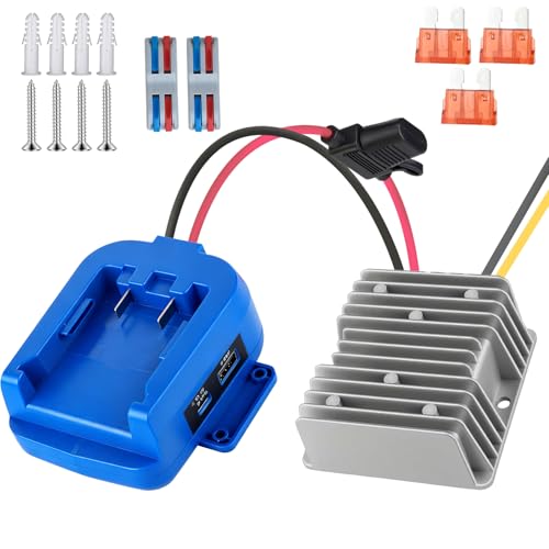 180W Power Battery Adapter Wheel for Kobalt 24V Battery with USB & Type C Charging, 24V to 12V Step Down Converter for DIY Rc Car Toys, Robotics and Rc Truck (Only Tools) - color: Blue