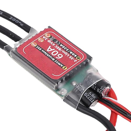 Dpofirs 60A Sensorless Brushless ESC for RC Vehicles | Unidirectional Bidirectional Speed Controller 2-3S Lipo 2A BEC Smooth Regulation Drag Brake for 2847 540 3650 Motor 1/10 Car Truck