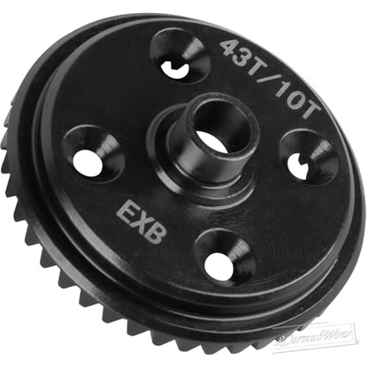 RC Steel Diff Gear 43T 10T Gearbox Differential Gears Upgrades Part for 1/8 Kraton/Outcast/Notorious/Talion 6S BLX EXB,1/7 Mojave 6S BLX EXB,43T Main Gear,Replace ARA310979,ARA310980