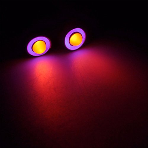 QUE-T 10mm 2 LEDs Angel Eyes & Demon Eyes LED Headlight/Back Light for 1:10 RC Model Crawler Cars, (Purple + Yellow, 10MM) - color: Purple + Yellow, size: 10MM