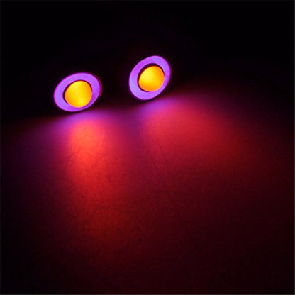 QUE-T 10mm 2 LEDs Angel Eyes & Demon Eyes LED Headlight/Back Light for 1:10 RC Model Crawler Cars, (Purple + Yellow, 10MM) - color: Purple + Yellow, size: 10MM