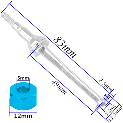 ShareGoo Steel CVD Drive Shaft Dogbone w/Hex Wheel Hubs Hex Adapter Compatible with MJX Hyper Go H14BM 14210 14209 1/14 RC Car (Silver) - color: Silver
