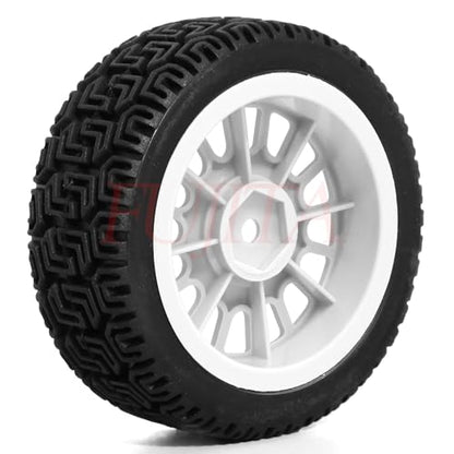 fujita 1/10 RC ON-Road Rubber Racing Tire Rim 68mm OD for 1:10 RC On-Road Touring Drift Car HSP Tamiya XV01 TT01 TT02 HPI Kyosho FAZER MK2 （White B） - color: White B