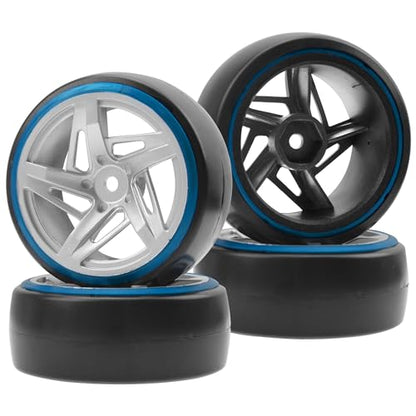 12mm Hex Wheel Rims & Rubber Tires & 4PCS/Set Hard Plastic 1/10 RC Drift Car Tires 12mm Hex Hard Tyre