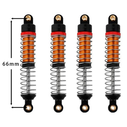 4PCS 53mm/59mm/66mm Aluminum Shocks Absorbers Oil Threaded Damper for 1/18 RC Crawler TRX4M TRX-4M Bronco Defender K10 Upgrade Parts,Silver Color Spring (66mm black-gold) - color: 66mm black-gold