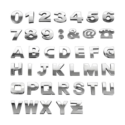 40PCS Car Letters Emblem Decal, 3D Chrome Number Letters Symbol Combination Vehicle Badge Stickers, Automotive Side Rear Trunk Decoration Decal, Universal for SUV RV Truck