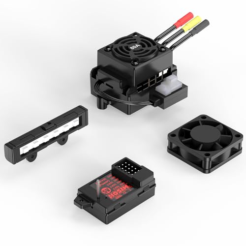 Hosim X27 X25 Upgrade 80A ESC Set with Receiver and LED Light for X25-DT85 and F28-DT80 Replacement Part 1/8 Scale RC Truck X27/X25 Brushless Electronic Speed Controller Spare Parts