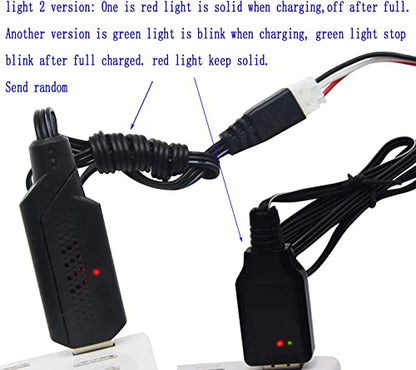 Blomiky 2 Pack 7.4V 1.3A Lithium Battery Charger Cable with XH-3P Plug for Some 1/10 1/12 1/16 1/14 1/18 Scales RC Car Truck Boat Drone 7.4V 2S Lipo or Li-ion Battery / 9125 USB 2