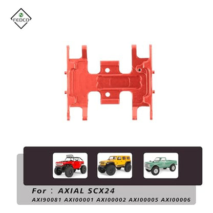 SCX24 Skid Plate Transmission Mount Chassis Heavy Counterweight Gearbox Mount for Axial SCX24 Upgrade Parts 1/24 RC Crawler - color: Red