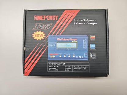 B6 Battery Balance Charger 2026 Upgraded 80W Discharger for NiMH/NiCd (1-15S) LiPo/Li-ion/Life Battery (1-6S) RC Hobby Batteries Balance Charger with AC Power Supply