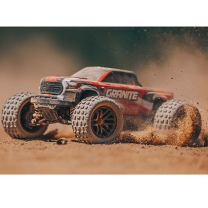 ARRMA RC Truck 1/18 Granite GROM MEGA 380 Brushed 4X4 Monster Truck RTR with Battery & Charger, Red, ARA2102T2 - color: Red