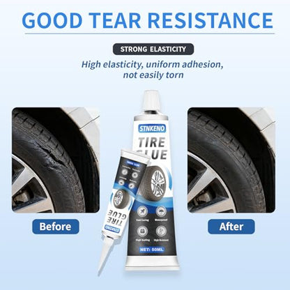 Tire Repair Glue Kit for Car, 3.53 Oz Tire Repair Adhesive | Waterproof & Heat-Resistant - Black Sidewall Rubber Cement for Car, Ideal for Tires Surface Cracks and Detachment