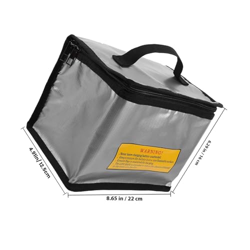 BESTYASH Explosion-Proof Lithium Battery Storage Bag with Protective Compartment for Rc Cars and Drones, Fire-Resistant Silver Pouch for Safe Transport and Charging