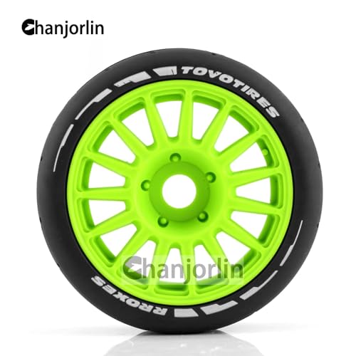 1/8 RC On Road Car Tires And Wheels Rims 17mm Hex 103mm Rubber Rally Tyres For 1:8 Scale RC On-Road Racing Car HPI WR8 HSP Hobao ARRMA Redcat Losi Kyosho VRX RC Rally Drift Car 4PCS (Green A) - color: Green a
