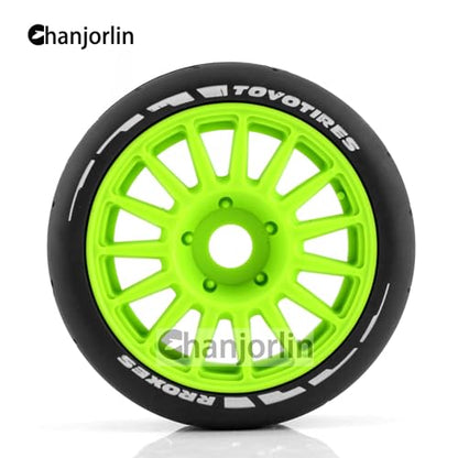 1/8 RC On Road Car Tires And Wheels Rims 17mm Hex 103mm Rubber Rally Tyres For 1:8 Scale RC On-Road Racing Car HPI WR8 HSP Hobao ARRMA Redcat Losi Kyosho VRX RC Rally Drift Car 4PCS (Green A) - color: Green a