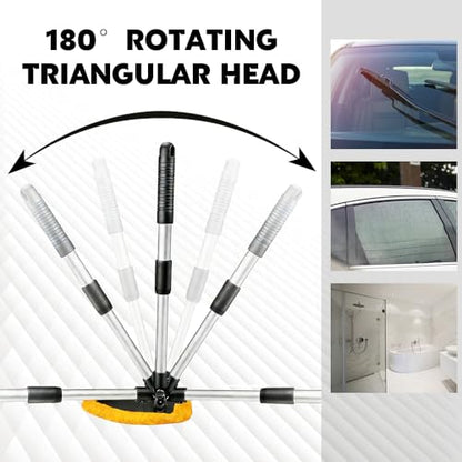 Windshield Cleaner Tool, Windshield Cleaning Tool, Car Window Detailing Cleaning Kit with Extendable Handle and Reusable Microfiber Pads, Auto Glass Wiper Brush for Car Office Home (Orange) - color: Orange