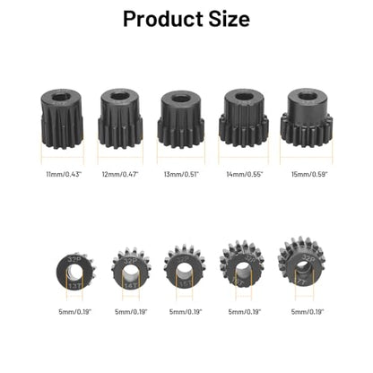 32P 5mm Pinion Motor Gear Sets, daitoku 5PCS RC Pinion Gears 13T 14T 15T 16T 17T for HPI Kyosho Losi Axial Tamiya 1/8 1/10 RC Car - size: 32P 13T 14T 15T 16T 17T