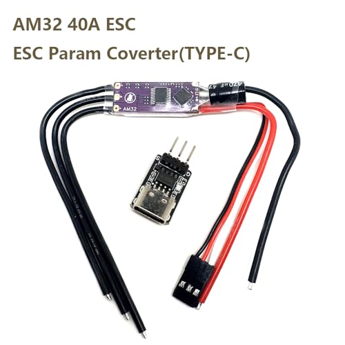 32-Bit ESC AM32 2-4S 40A Speed Controller 5V 2A BEC 25V 470uF Capacitor with ESC Param Coverter for RC Crawler Car Model Airplane Brushless Motors