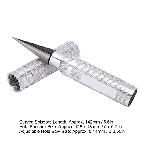 RC Curved Scissors and Hole Puncher Kit, Aluminum Alloy Body Reamer for RC Car Drone Shell Trimming, 014mm Adjustable Cutter with Ergonomic Grip (Silver) - color: Silver