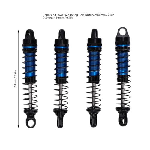 Jiawu 60mm Shocks Absorber for K10 1/18 RC Crawler, Aluminum Alloy Threaded with Nylon Shaft Ends, RC Crawler Upgrade Parts Replacement (Blue)