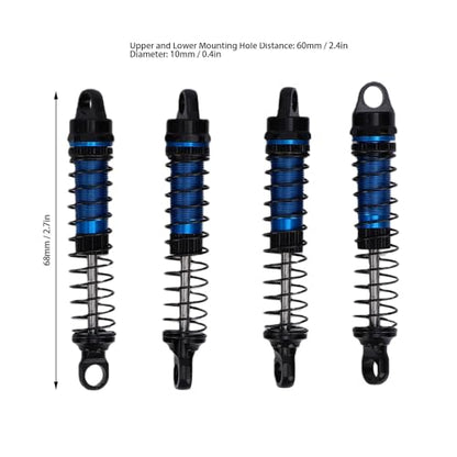 Jiawu 60mm Shocks Absorber for K10 1/18 RC Crawler, Aluminum Alloy Threaded with Nylon Shaft Ends, RC Crawler Upgrade Parts Replacement (Blue)