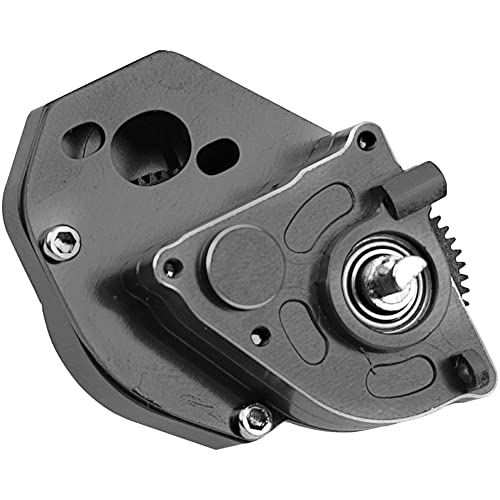 ShareGoo Aluminum Complete Transmission Gearbox w/Transmission Gear Upgrade Part Compatible with Axial SCX24 Deadbolt C10 JLU Gladiator Bronco 1/24 RC Crawler Car (Black) - color: Black