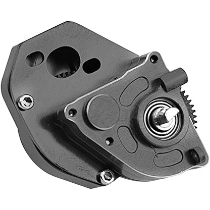 ShareGoo Aluminum Complete Transmission Gearbox w/Transmission Gear Upgrade Part Compatible with Axial SCX24 Deadbolt C10 JLU Gladiator Bronco 1/24 RC Crawler Car (Black) - color: Black