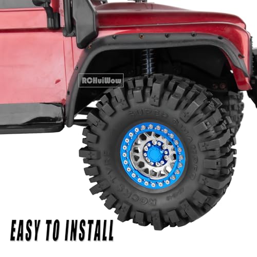 RC 1.9" Beadlock Wheels Rims for 1/10 SCX10 90046 AX103007 TRX4 TRX6 D90 VS4-10 MST CFX Gen8 Gen7 RC Crawler,Alloy Aluminium 1.9 rc Wheel Rim w/Rings,Silver w/Navy Blue - color: Silver(4pcs)