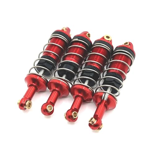 RC Cars Spare Parts for MJX 14301 14302 1/14 Front and Rear Hydraulic Shock Absorbers Metal Upgrade Remote Control Car Accessories RC Parts(Red) - color: Red