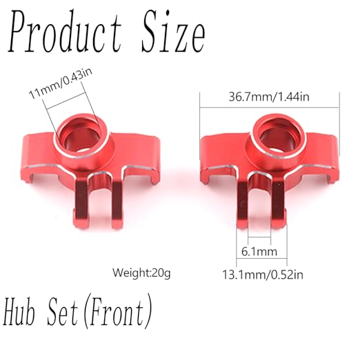 Front Steering Block, Front Knuckle Spindle Aluminium Upgrade Parts for Arrma 1/18 Granite Grom Mega 380 Brushed 4X4 Monster Truck & Typhon Grom Mega 380 Brushed 4X4 Small Scale Buggy, Red (2PCS) - style: Front Steering Cup- Red