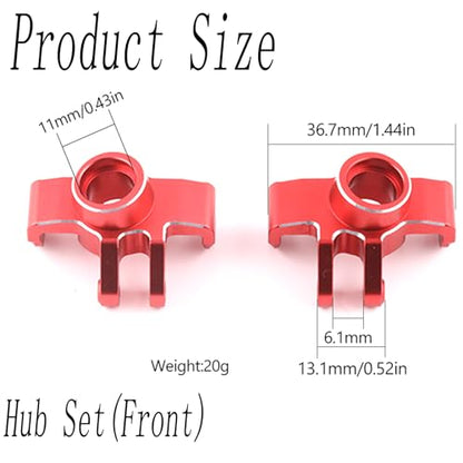 Front Steering Block, Front Knuckle Spindle Aluminium Upgrade Parts for Arrma 1/18 Granite Grom Mega 380 Brushed 4X4 Monster Truck & Typhon Grom Mega 380 Brushed 4X4 Small Scale Buggy, Red (2PCS) - style: Front Steering Cup- Red