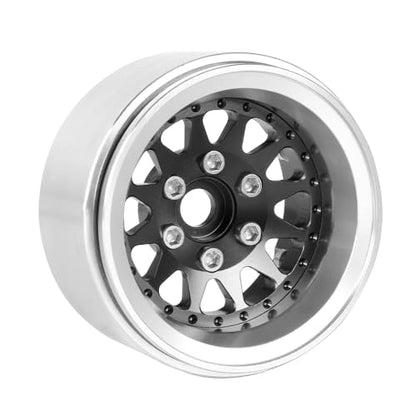 4PCS 1.9" Beadlock Wheel Rims Offset-10mm Aluminum Alloy Metal Wheel Hub for 1/10 RC Rock Crawler Car for Axial SCX10 TRX4 TRX6 D90 D110 Upgrade Accessories(12Holes-Black) - color: 12holes-black