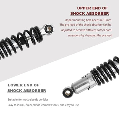 Minho Dual Rear Shock Absorbers with Adjustable Spring Preload in Heavy Iron Material Compatible with Chinese GY6 4-Stroke Engine Taotao ATV Go Kart,Black Color,250MM Length - size: 250mm