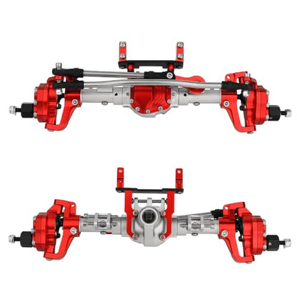 CNC Anodized Complete Front & Rear Portal Axle for 1/10 RC Crawler Car Axial SCX10 II Deadbolt 90046 90047 SCX10 90028 90027 Metal Upgrade Parts (Silver-red-1) - color: Silver-red-1