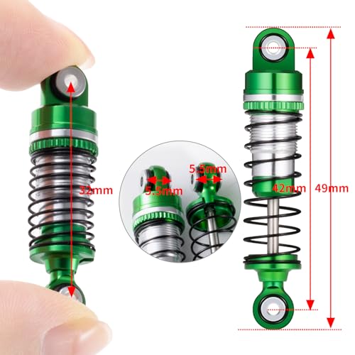 RCLIONS RC Car Shocks 42mm Oil Shock Absorber for FMS 1/18 FCX18 LC80 RC Crawler Car Upgrade Parts (Green) - color: Green