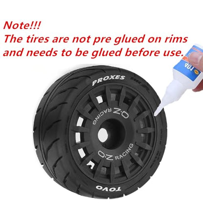 1/10 RC On Road Tires OD 2.68" And Plastic Rally Wheels Rims 12mm Hex for 1:10 Scale Drift Racing Street Touring Car Tamiya TT01 TT02 Traxxas XV02 XV01 TA06 HPI KYOSHO PTG2 A959 4PCS (Black) - color: Black