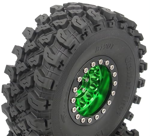 RC 1.9 Beadlock Wheels Negative Offsets 8mm and Tires for 1/10 SCX10 SCX10 SCX10 Pro TRX4 TRX6 Gen7/8 RC Crawler Remote Control Car Upgrades Aluminum 1.9 Beadlock Wheel Rims (Green Black) DK - color: Green Black